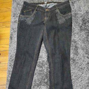LIKE NEW!!! Women's SOUTHPOLE Jeans (Size 14) Black With Gold Embellishments